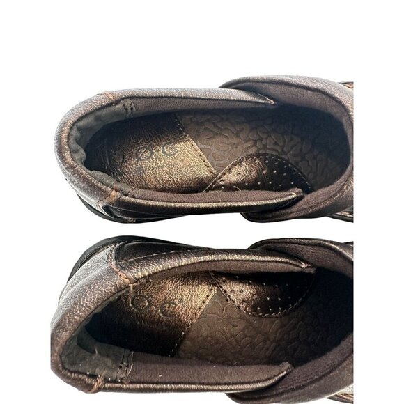 Born BOC Brown Bronze Leather Cushioned Padded Slip-On Clogs Comfort Shoes - Picture 7 of 12